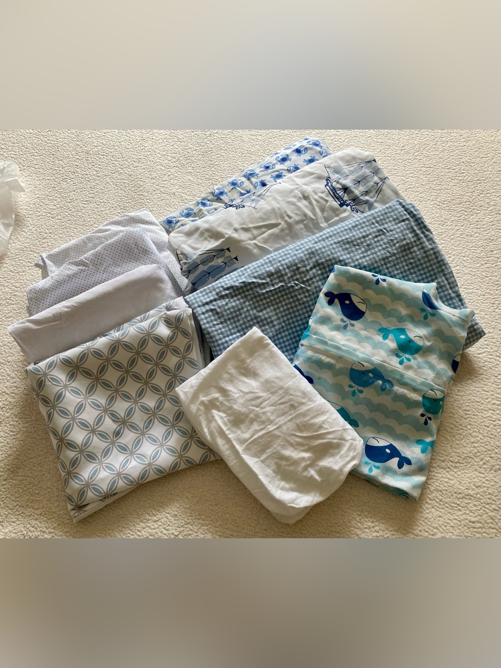 Bundle of Baby Linens ~ Crib Sheets Halo Bassinet Covers, Boppy Cover